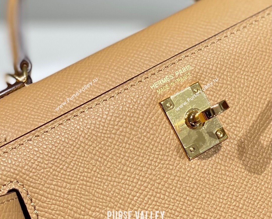 Hermes Mini Kelly II Bag 19cm in Epsom Leather Milk Tea 2025 0118 (FL-250118038)