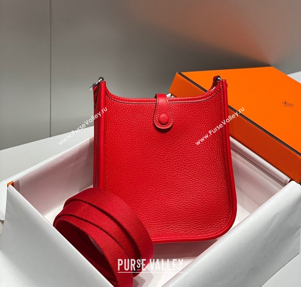 Hermes Evelyne Mini Bag 18cm in Togo Calfskin Chinese Red 2025 0118 (FL-250118016)