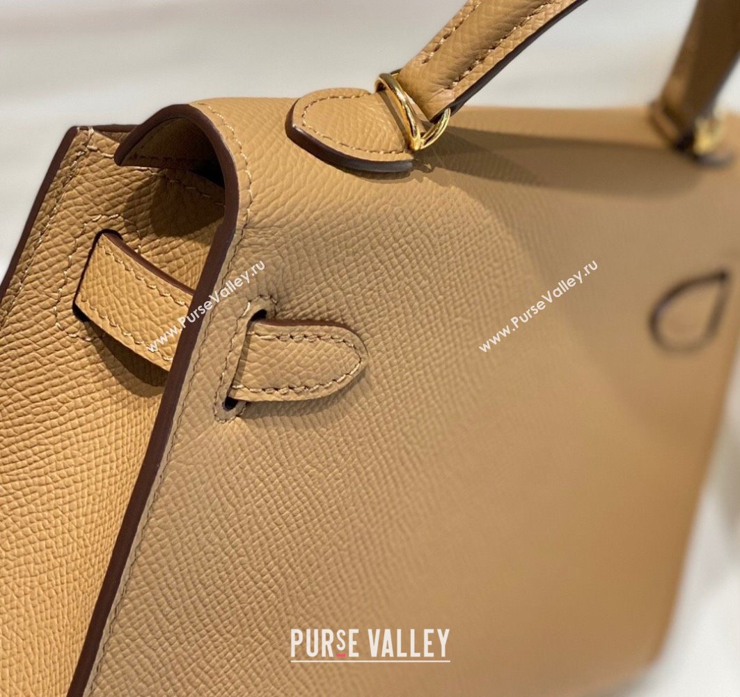 Hermes Mini Kelly II Bag 19cm in Epsom Leather Milk Tea 2025 0118 (FL-250118038)