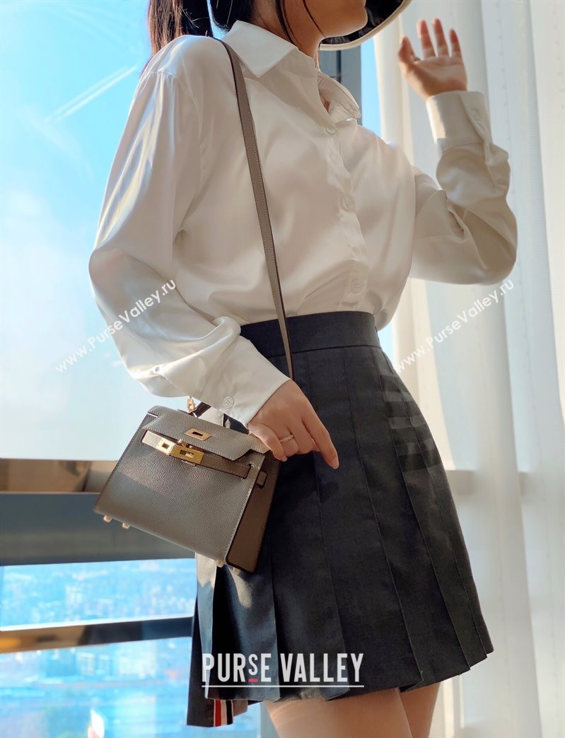 Hermes Mini Kelly II Bag 19cm in Epsom Leather Pitch Grey 2025 0118 (FL-250118039)