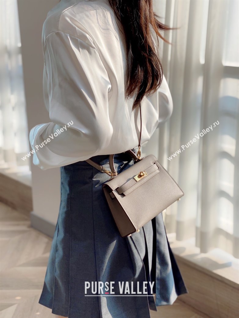 Hermes Mini Kelly II Bag 19cm in Epsom Leather Pitch Grey 2025 0118 (FL-250118039)
