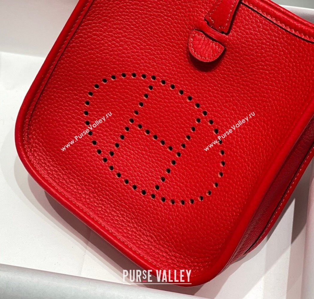 Hermes Evelyne Mini Bag 18cm in Togo Calfskin Chinese Red 2025 0118 (FL-250118016)