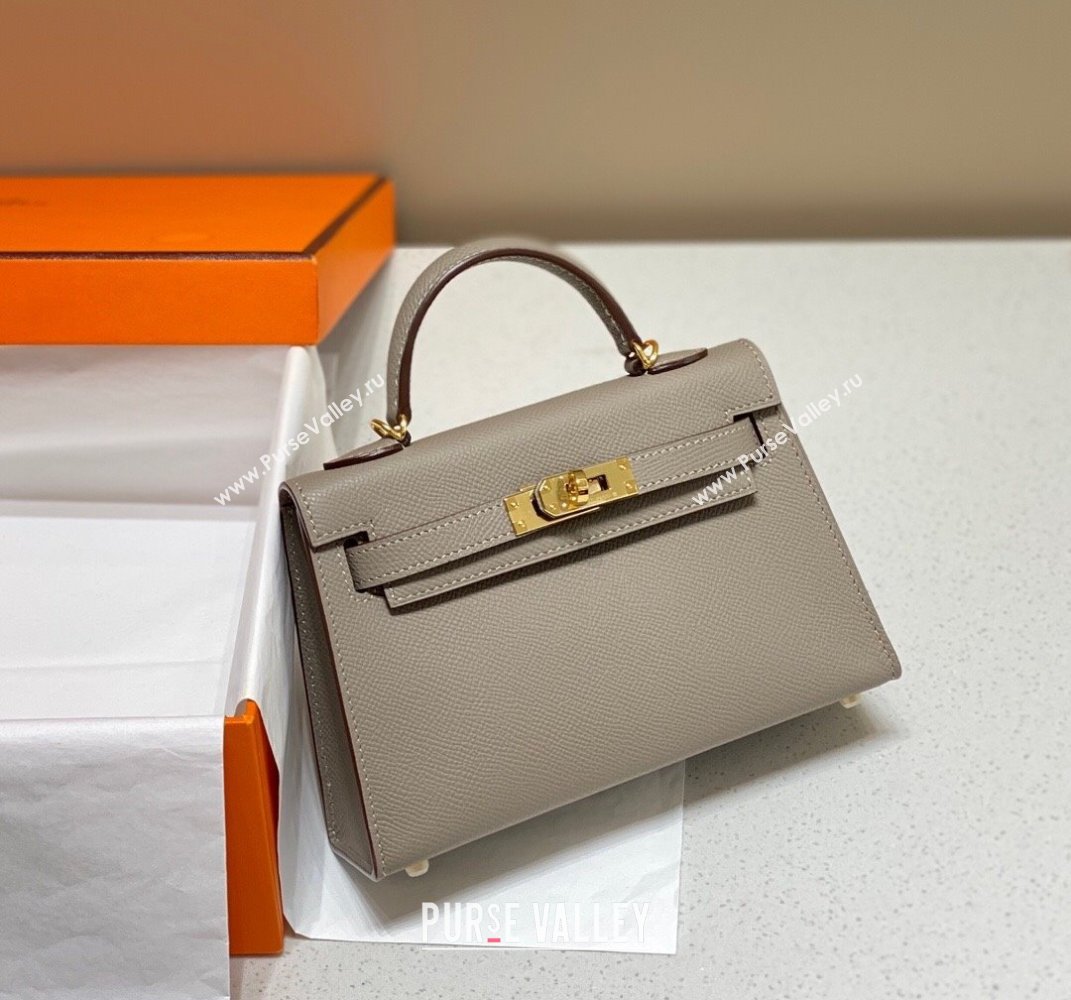 Hermes Mini Kelly II Bag 19cm in Epsom Leather Pitch Grey 2025 0118 (FL-250118039)