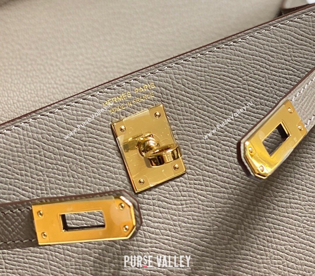 Hermes Mini Kelly II Bag 19cm in Epsom Leather Pitch Grey 2025 0118 (FL-250118039)