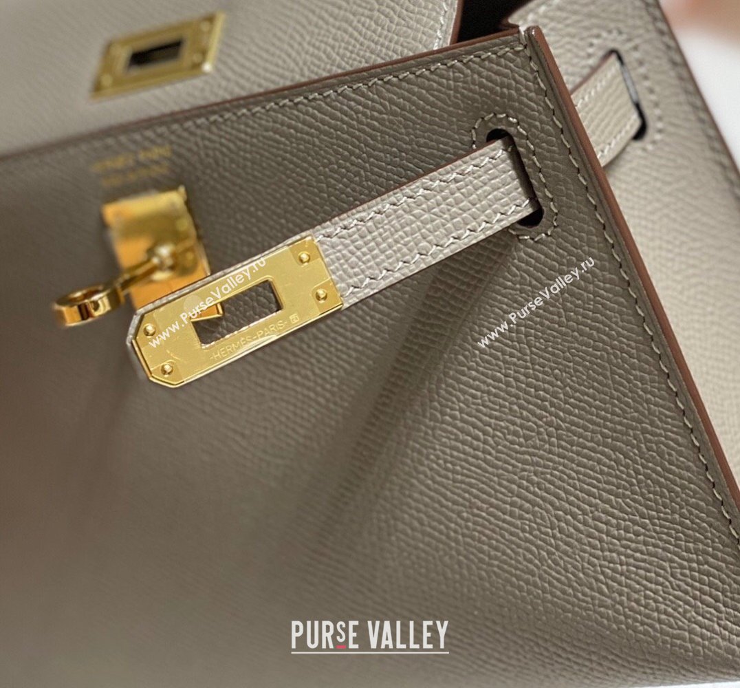 Hermes Mini Kelly II Bag 19cm in Epsom Leather Pitch Grey 2025 0118 (FL-250118039)