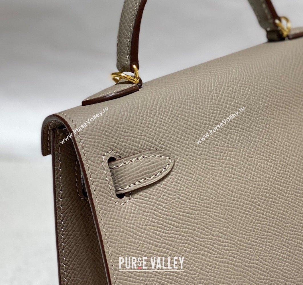 Hermes Mini Kelly II Bag 19cm in Epsom Leather Pitch Grey 2025 0118 (FL-250118039)