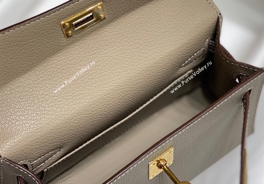 Hermes Mini Kelly II Bag 19cm in Epsom Leather Pitch Grey 2025 0118 (FL-250118039)