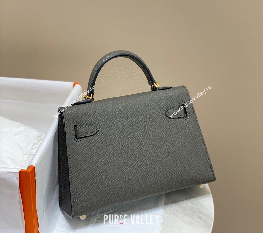 Hermes Mini Kelly II Bag 19cm in Epsom Leather Tin Grey 2025 0118 (FL-250118044)