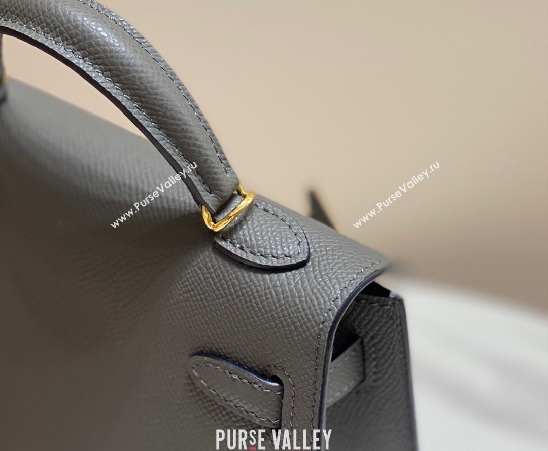 Hermes Mini Kelly II Bag 19cm in Epsom Leather Tin Grey 2025 0118 (FL-250118044)