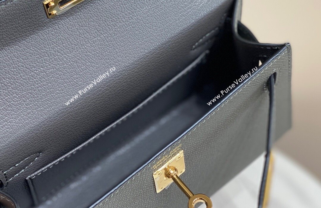 Hermes Mini Kelly II Bag 19cm in Epsom Leather Tin Grey 2025 0118 (FL-250118044)
