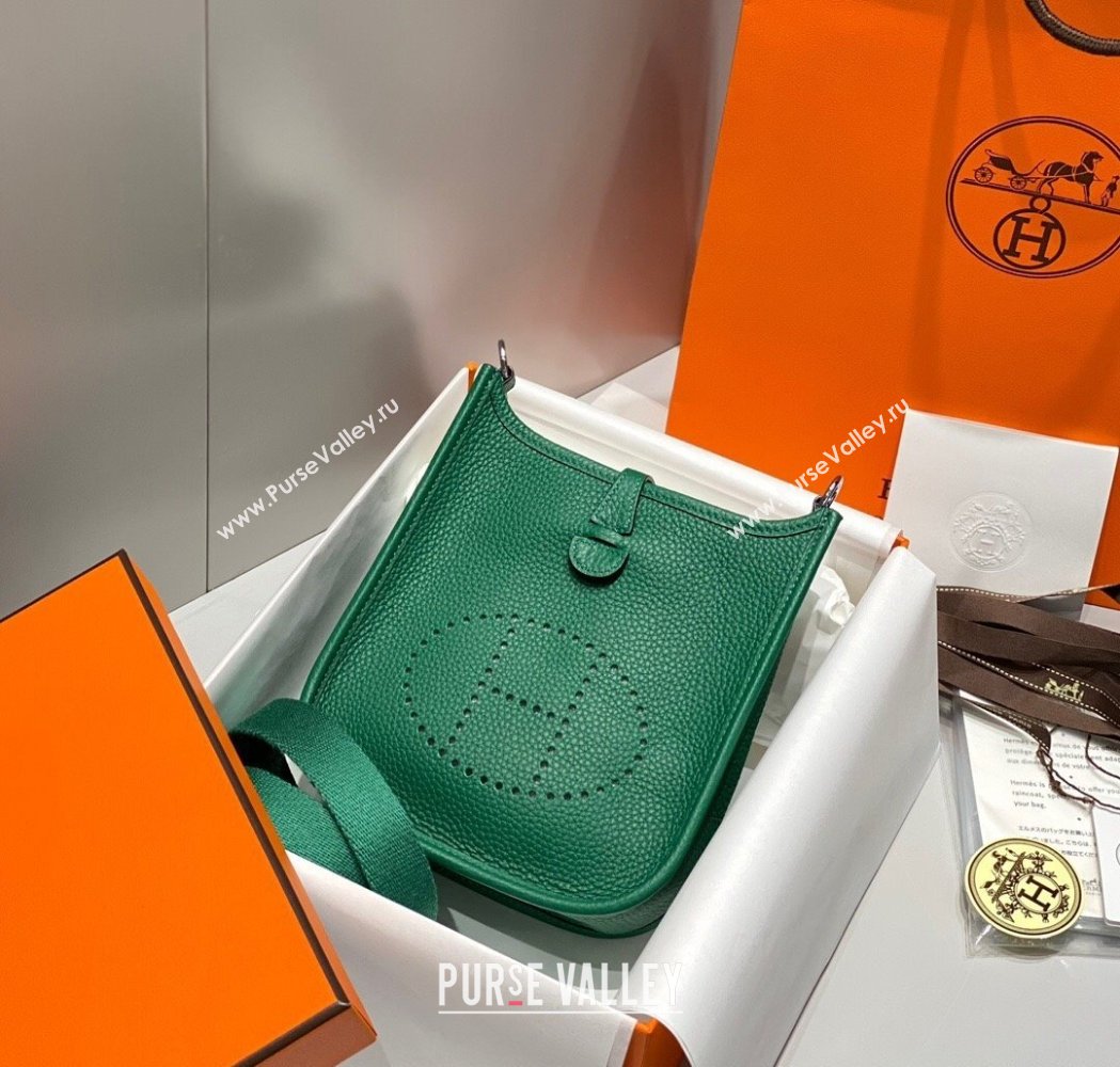 Hermes Evelyne Mini Bag 18cm in Togo Calfskin Emerald Green 2025 0118 (FL-250118017)
