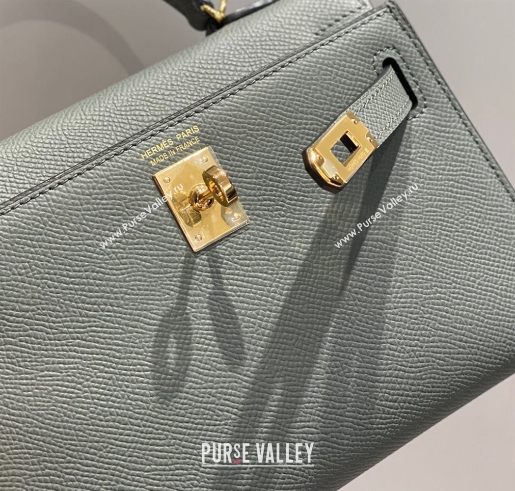 Hermes Mini Kelly II Bag 19cm in Epsom Leather Almond Green 2025 0118 (FL-250118047)