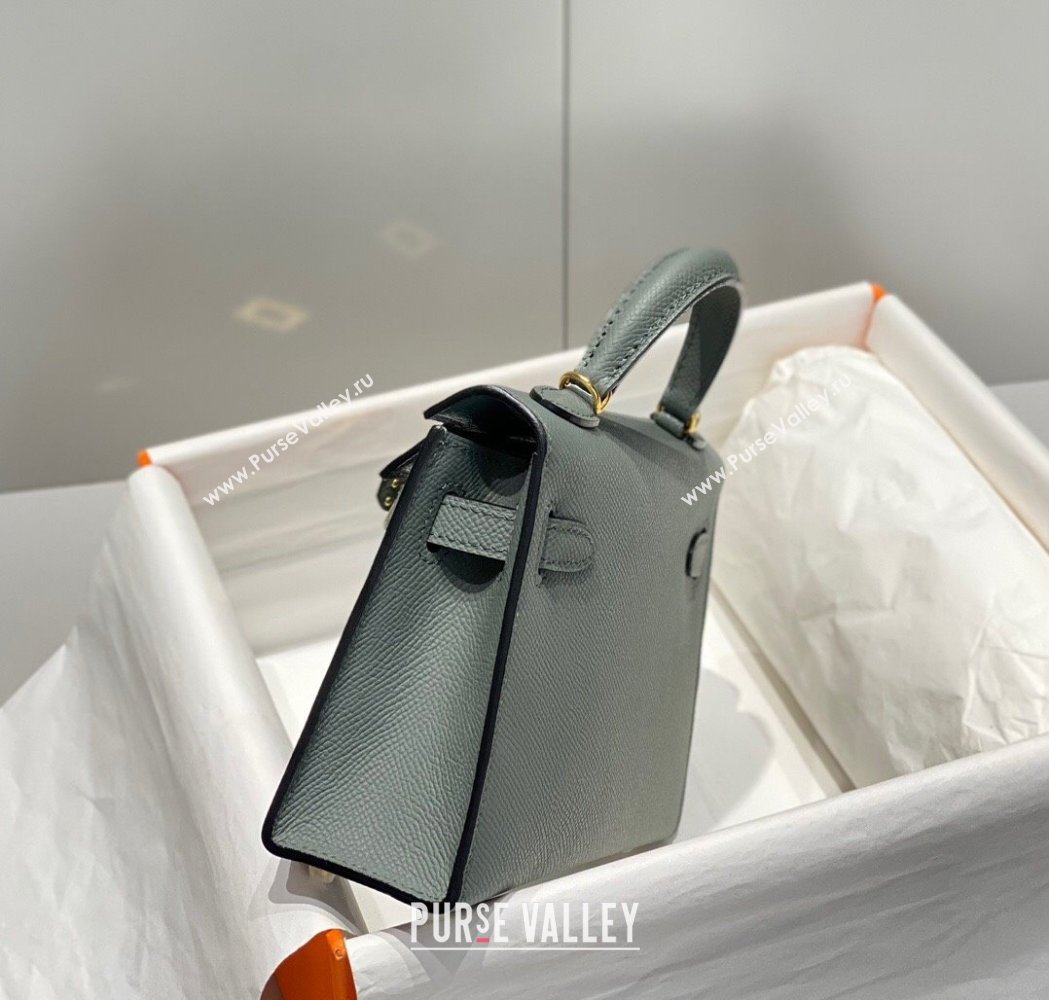 Hermes Mini Kelly II Bag 19cm in Epsom Leather Almond Green 2025 0118 (FL-250118047)