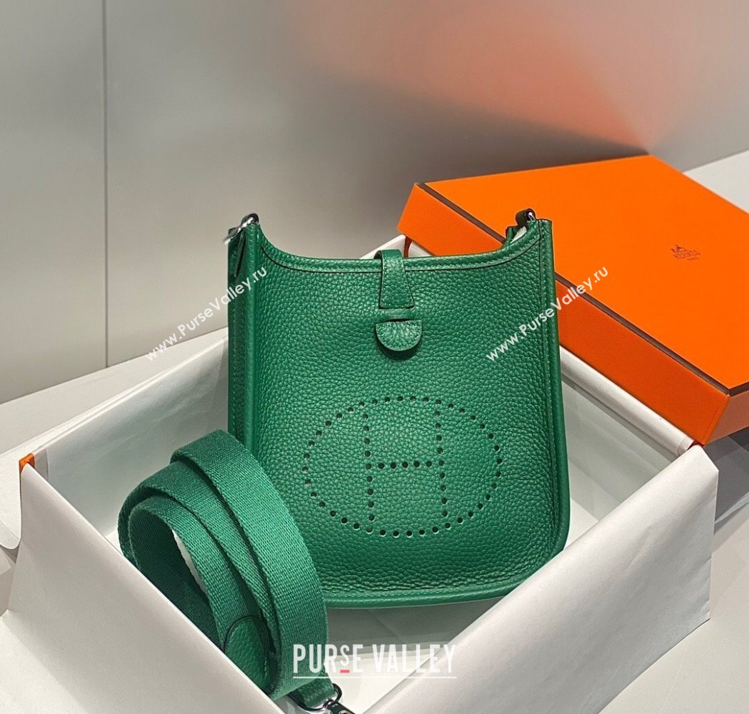 Hermes Evelyne Mini Bag 18cm in Togo Calfskin Emerald Green 2025 0118 (FL-250118017)