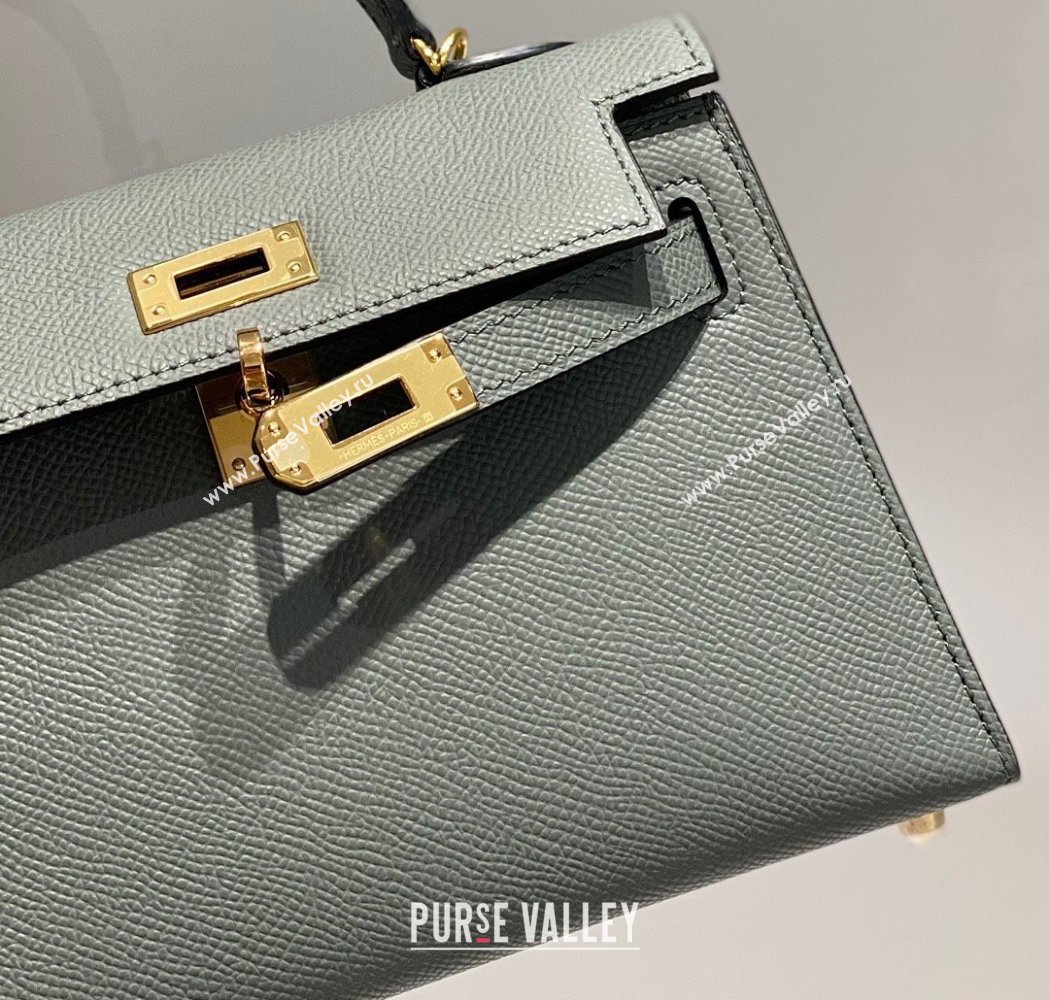Hermes Mini Kelly II Bag 19cm in Epsom Leather Almond Green 2025 0118 (FL-250118047)