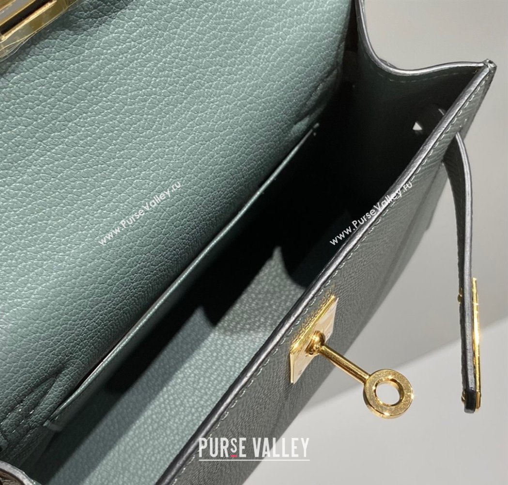 Hermes Mini Kelly II Bag 19cm in Epsom Leather Almond Green 2025 0118 (FL-250118047)