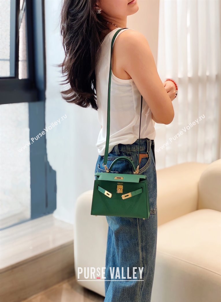 Hermes Mini Kelly II Bag 19cm in Epsom Leather Emerald Green 2025 0118 (FL-250118050)
