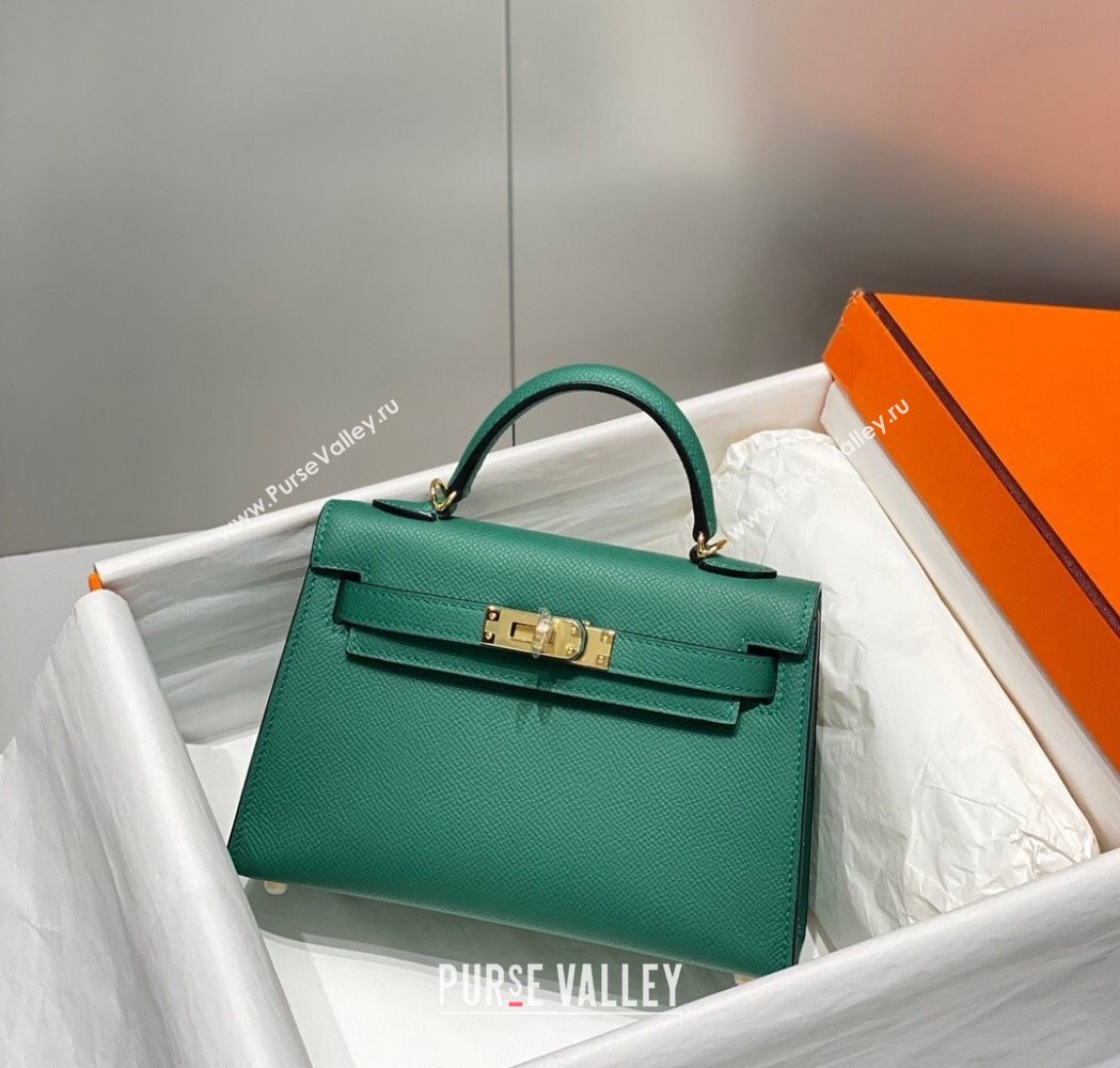 Hermes Mini Kelly II Bag 19cm in Epsom Leather Emerald Green 2025 0118 (FL-250118050)