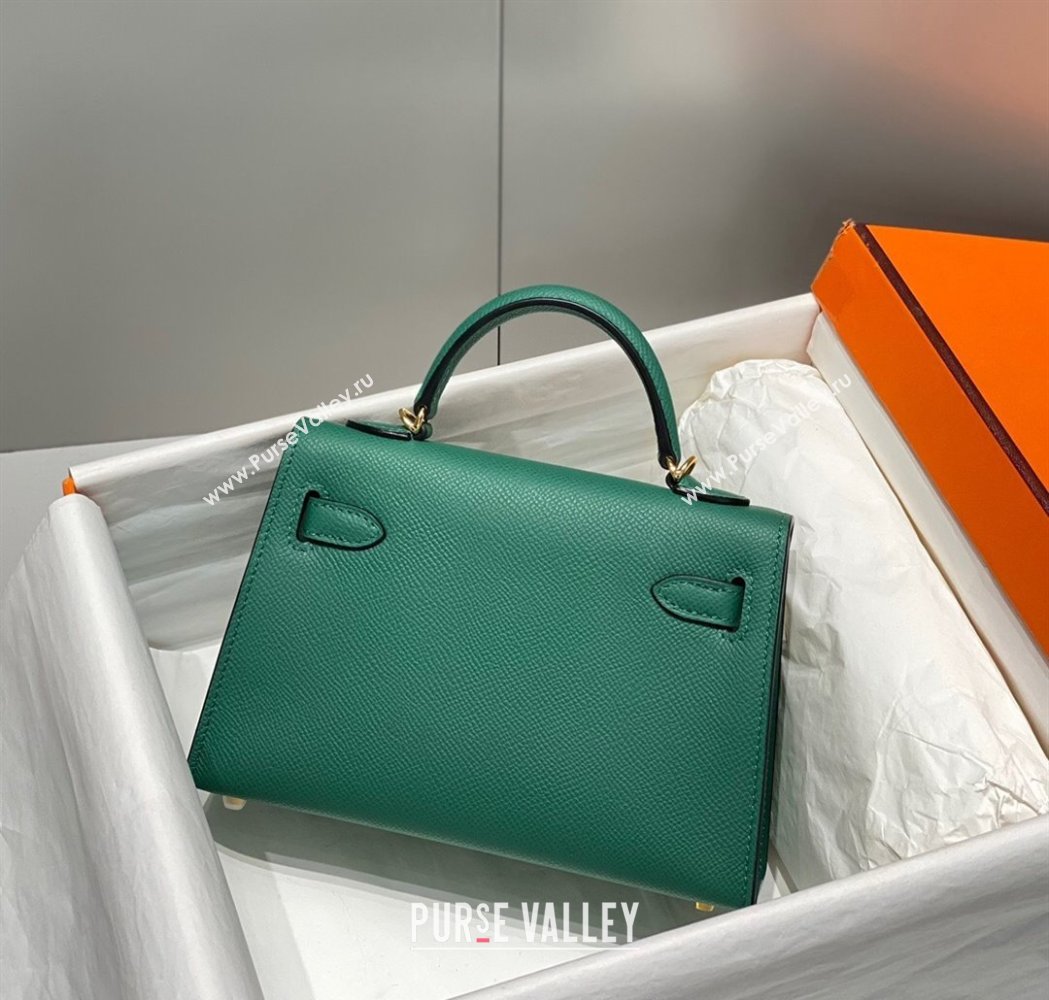 Hermes Mini Kelly II Bag 19cm in Epsom Leather Emerald Green 2025 0118 (FL-250118050)