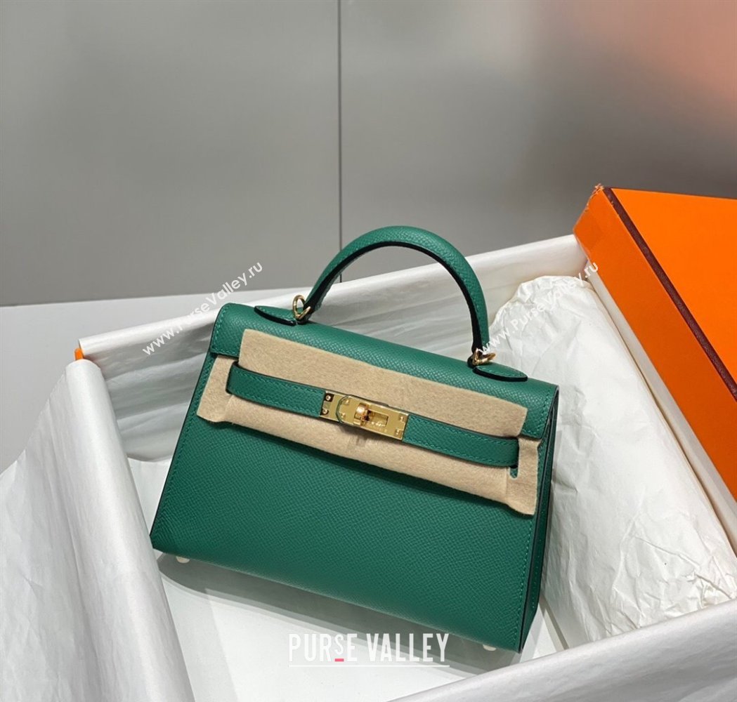 Hermes Mini Kelly II Bag 19cm in Epsom Leather Emerald Green 2025 0118 (FL-250118050)