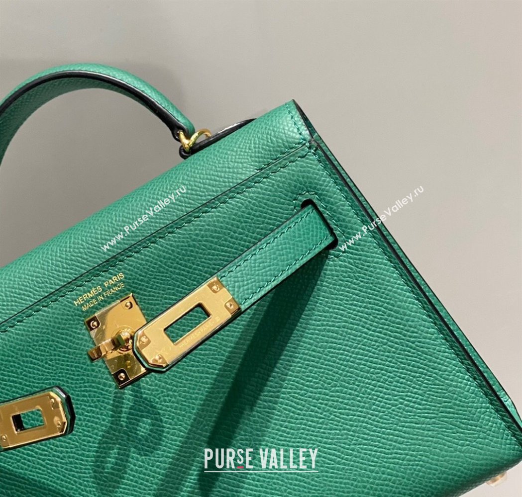 Hermes Mini Kelly II Bag 19cm in Epsom Leather Emerald Green 2025 0118 (FL-250118050)