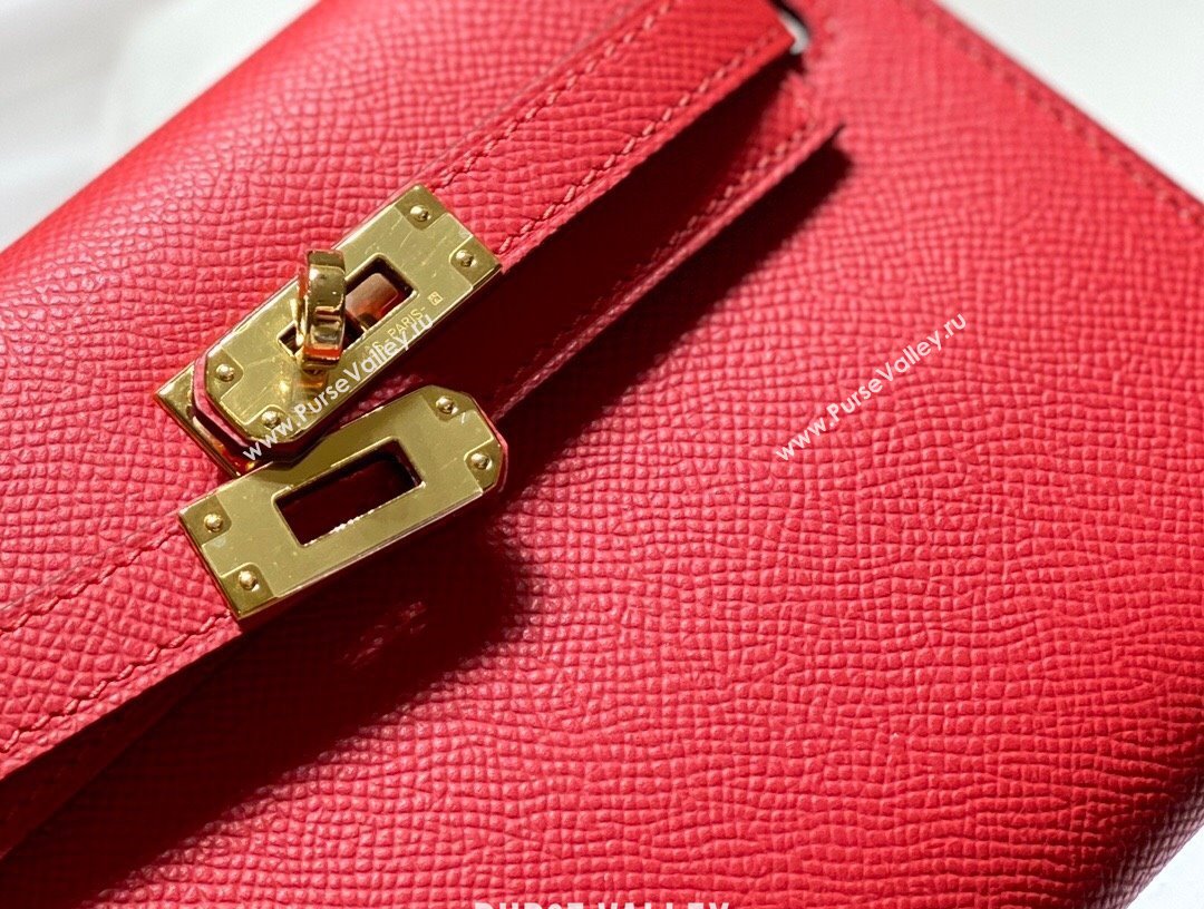 Hermes Mini Kelly II Bag 19cm in Epsom Leather Chinese Red 2025 0118 (FL-250118051)
