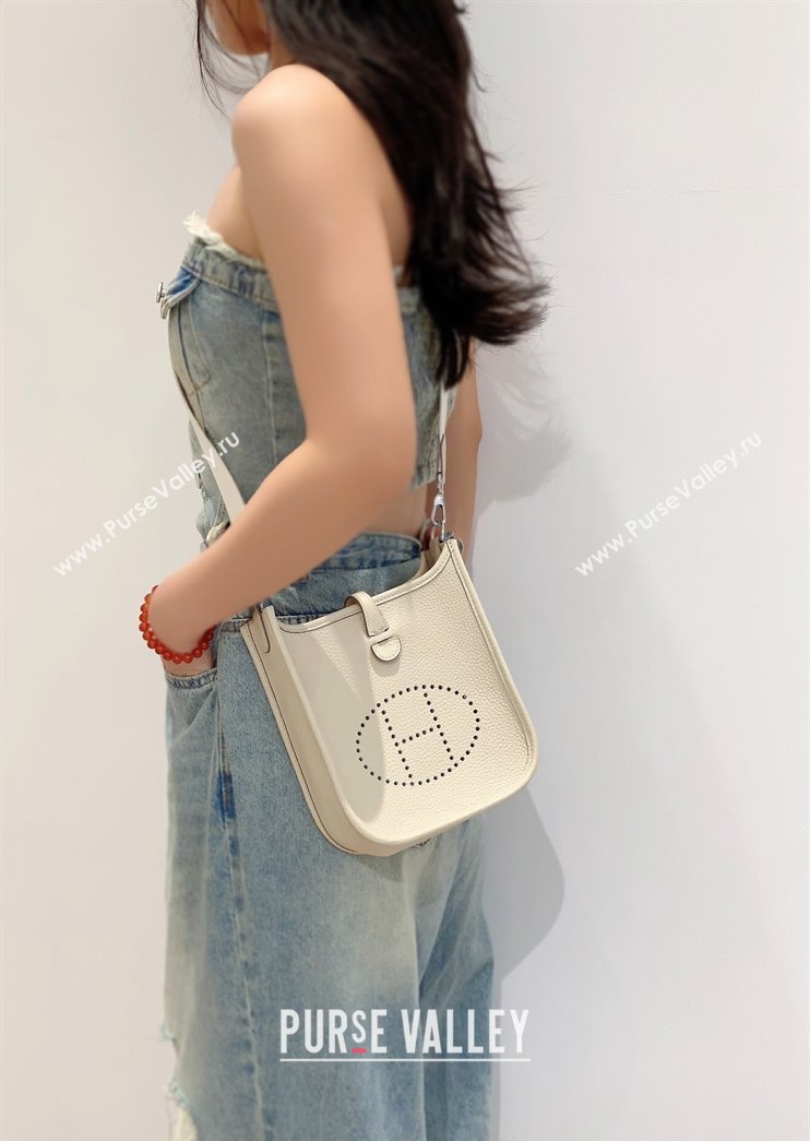 Hermes Evelyne Mini Bag 18cm in Togo Calfskin Cream White 2025 0118 (FL-250118018)