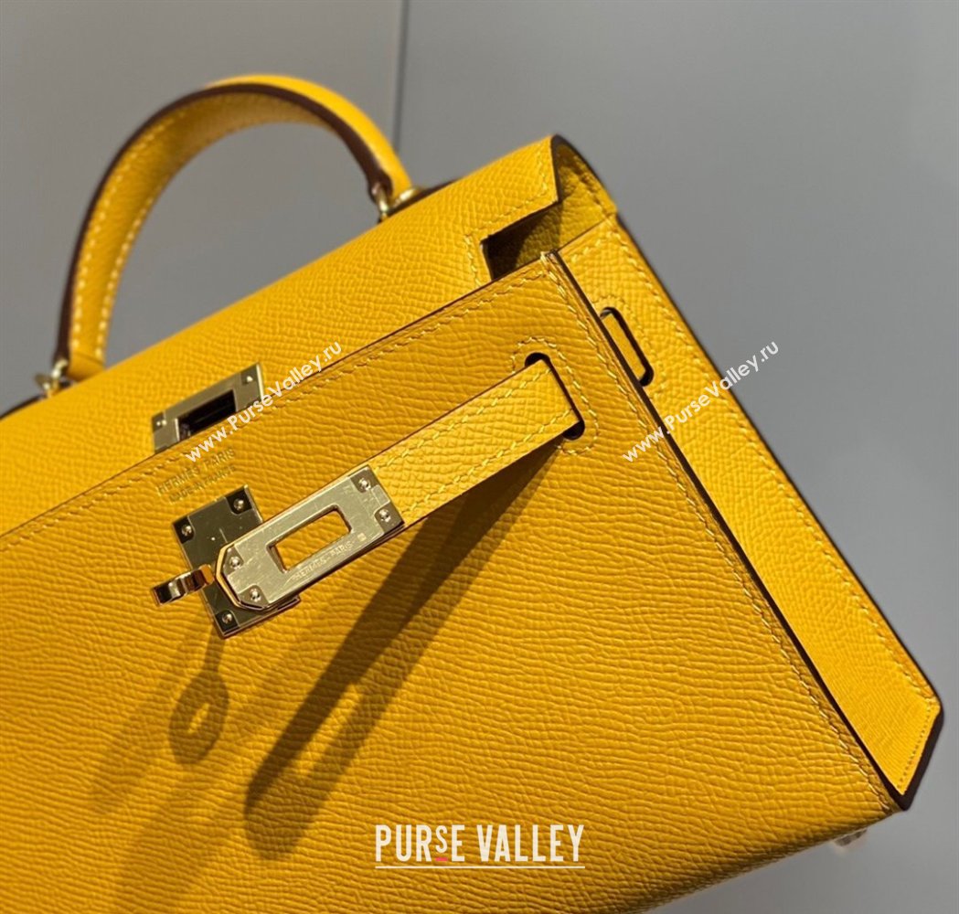 Hermes Mini Kelly II Bag 19cm in Epsom Leather Amber Yellow 2025 0118 (FL-250118055)