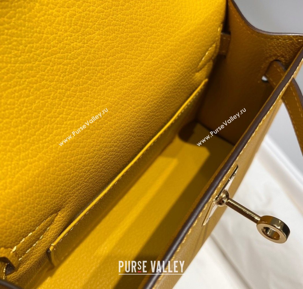 Hermes Mini Kelly II Bag 19cm in Epsom Leather Amber Yellow 2025 0118 (FL-250118055)