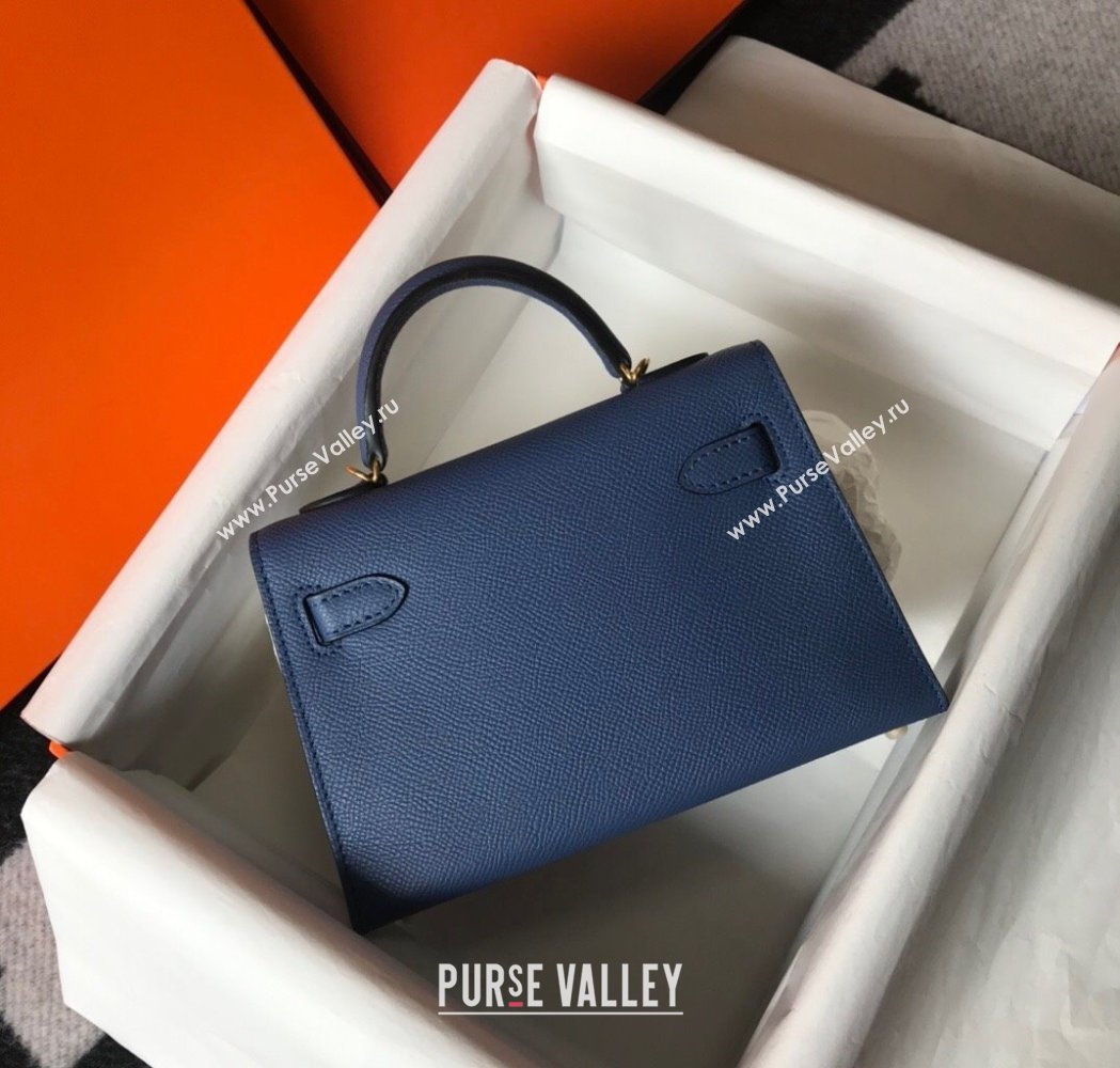 Hermes Mini Kelly II Bag 19cm in Epsom Leather Agate Blue 2025 0118 (FL-250118059)