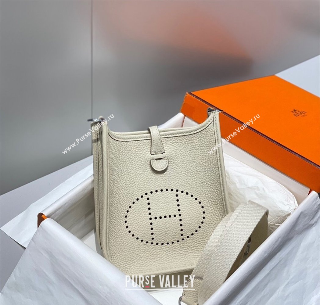 Hermes Evelyne Mini Bag 18cm in Togo Calfskin Cream White 2025 0118 (FL-250118018)