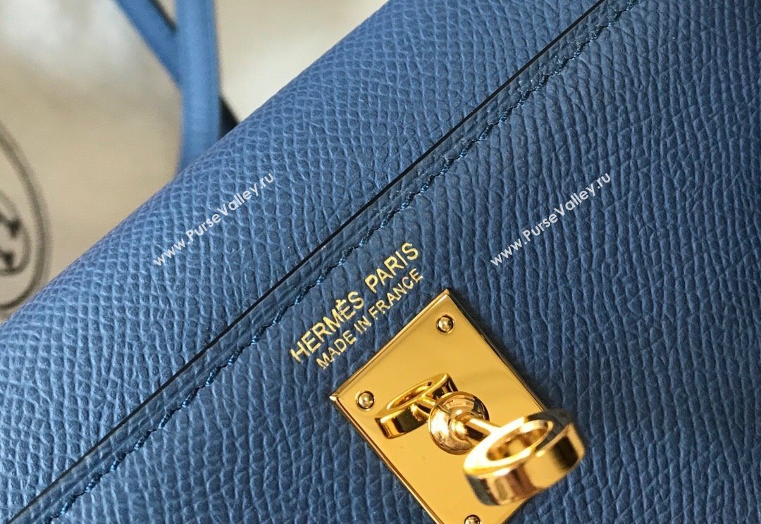 Hermes Mini Kelly II Bag 19cm in Epsom Leather Agate Blue 2025 0118 (FL-250118059)