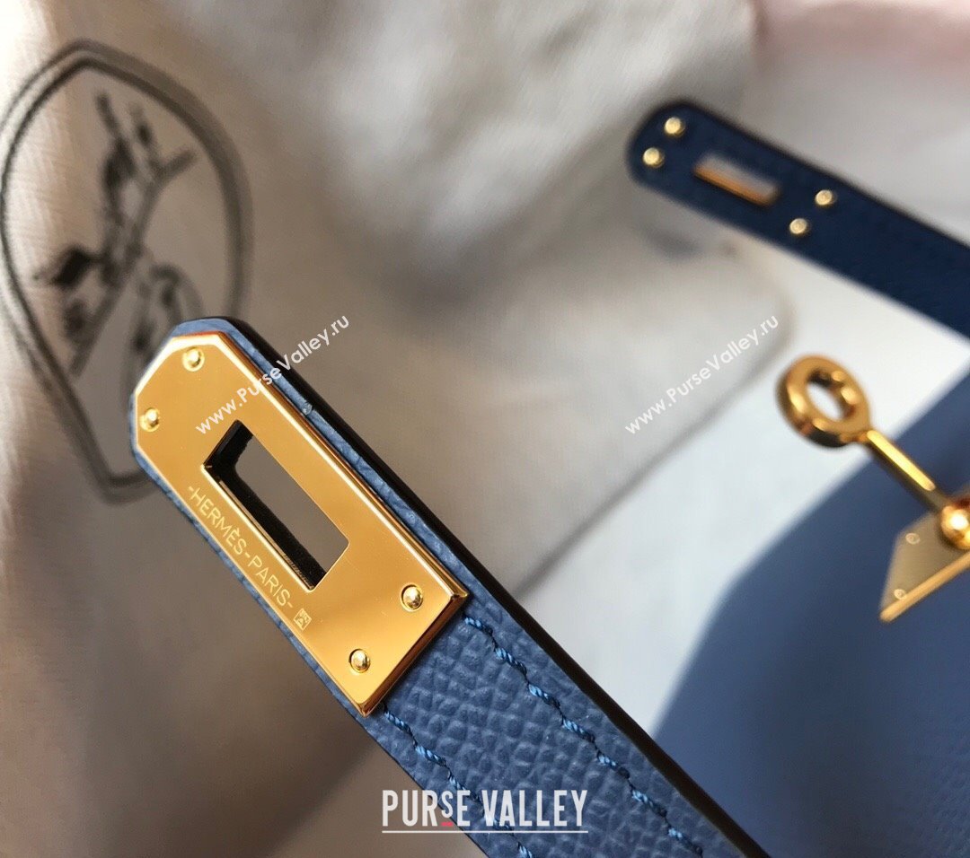 Hermes Mini Kelly II Bag 19cm in Epsom Leather Agate Blue 2025 0118 (FL-250118059)