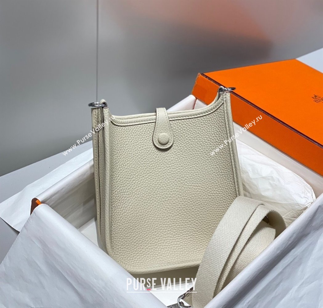 Hermes Evelyne Mini Bag 18cm in Togo Calfskin Cream White 2025 0118 (FL-250118018)