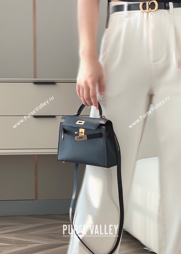 Hermes Mini Kelly II Bag 19cm in Epsom Leather Black/Gold 2025 0118 (FL-250118060)