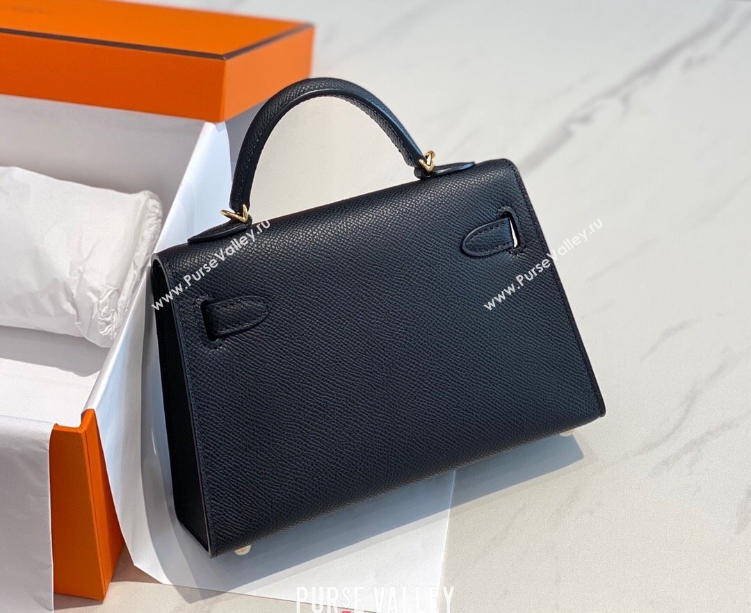Hermes Mini Kelly II Bag 19cm in Epsom Leather Black/Gold 2025 0118 (FL-250118060)