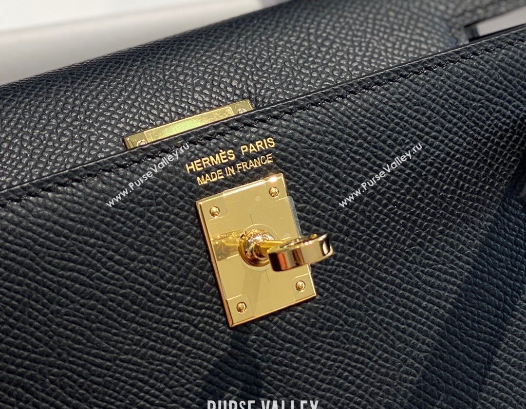 Hermes Mini Kelly II Bag 19cm in Epsom Leather Black/Gold 2025 0118 (FL-250118060)