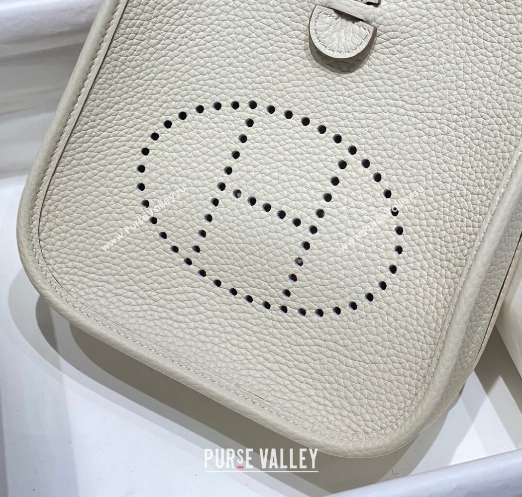 Hermes Evelyne Mini Bag 18cm in Togo Calfskin Cream White 2025 0118 (FL-250118018)