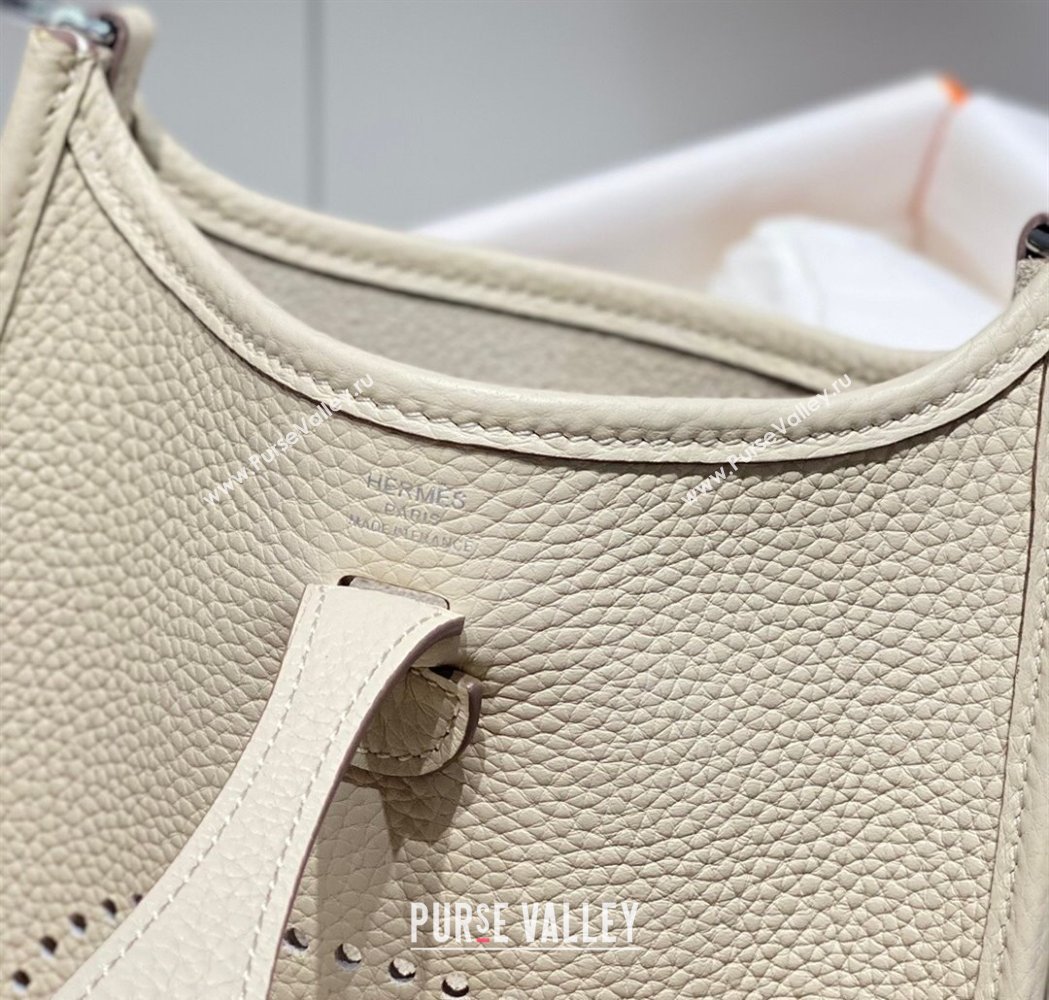 Hermes Evelyne Mini Bag 18cm in Togo Calfskin Cream White 2025 0118 (FL-250118018)