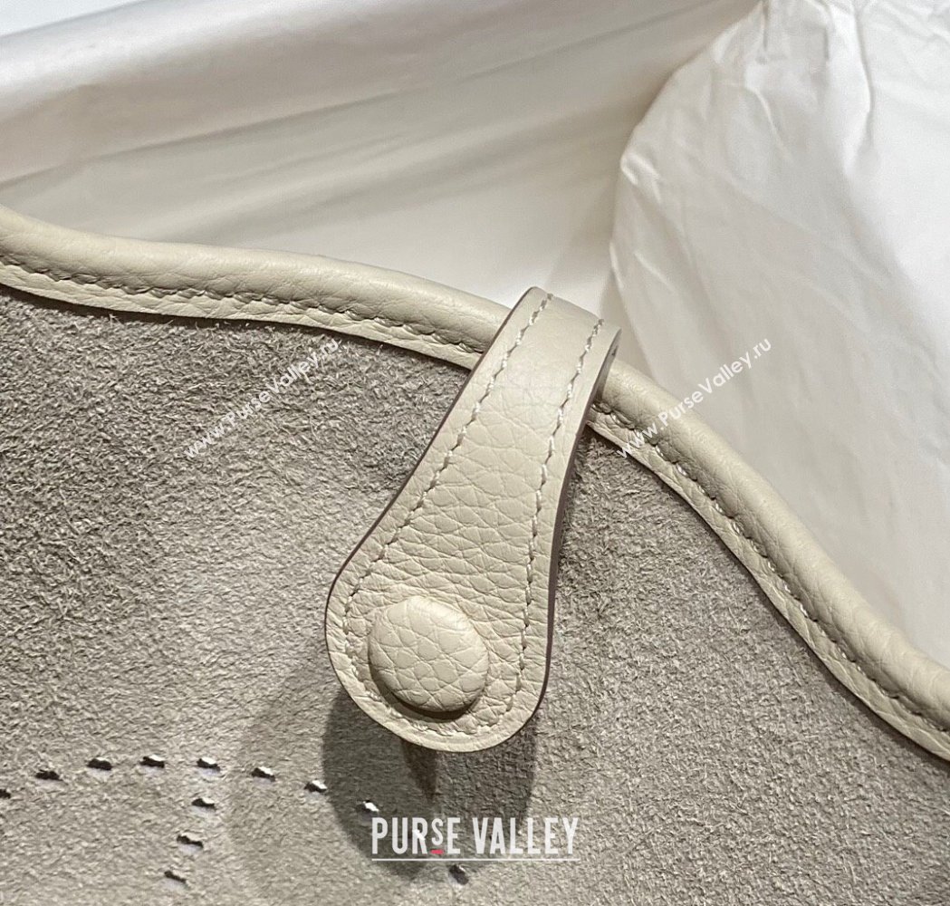 Hermes Evelyne Mini Bag 18cm in Togo Calfskin Cream White 2025 0118 (FL-250118018)