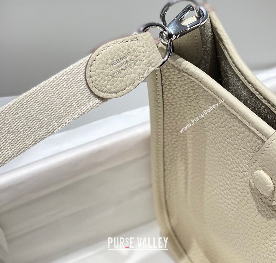 Hermes Evelyne Mini Bag 18cm in Togo Calfskin Cream White 2025 0118 (FL-250118018)