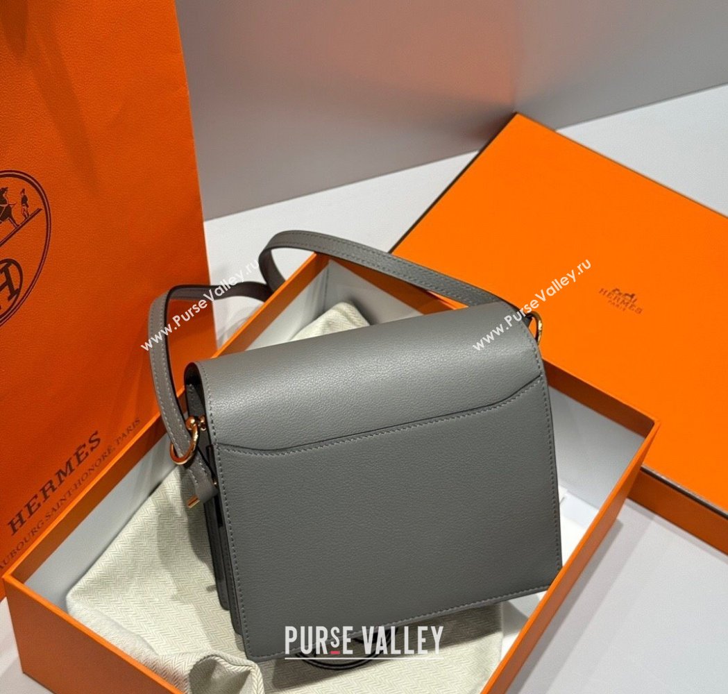 Hermes Roulis Mini Bag 18cm in Evercolor Leather Tin Grey 2025 0118 (FL-250118001)