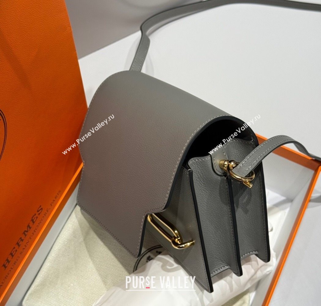 Hermes Roulis Mini Bag 18cm in Evercolor Leather Tin Grey 2025 0118 (FL-250118001)