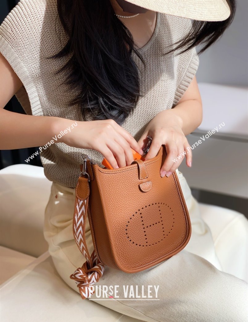 Hermes Evelyne Mini Bag 18cm in Togo Calfskin Golden Brown 2025 0118 (FL-250118014)