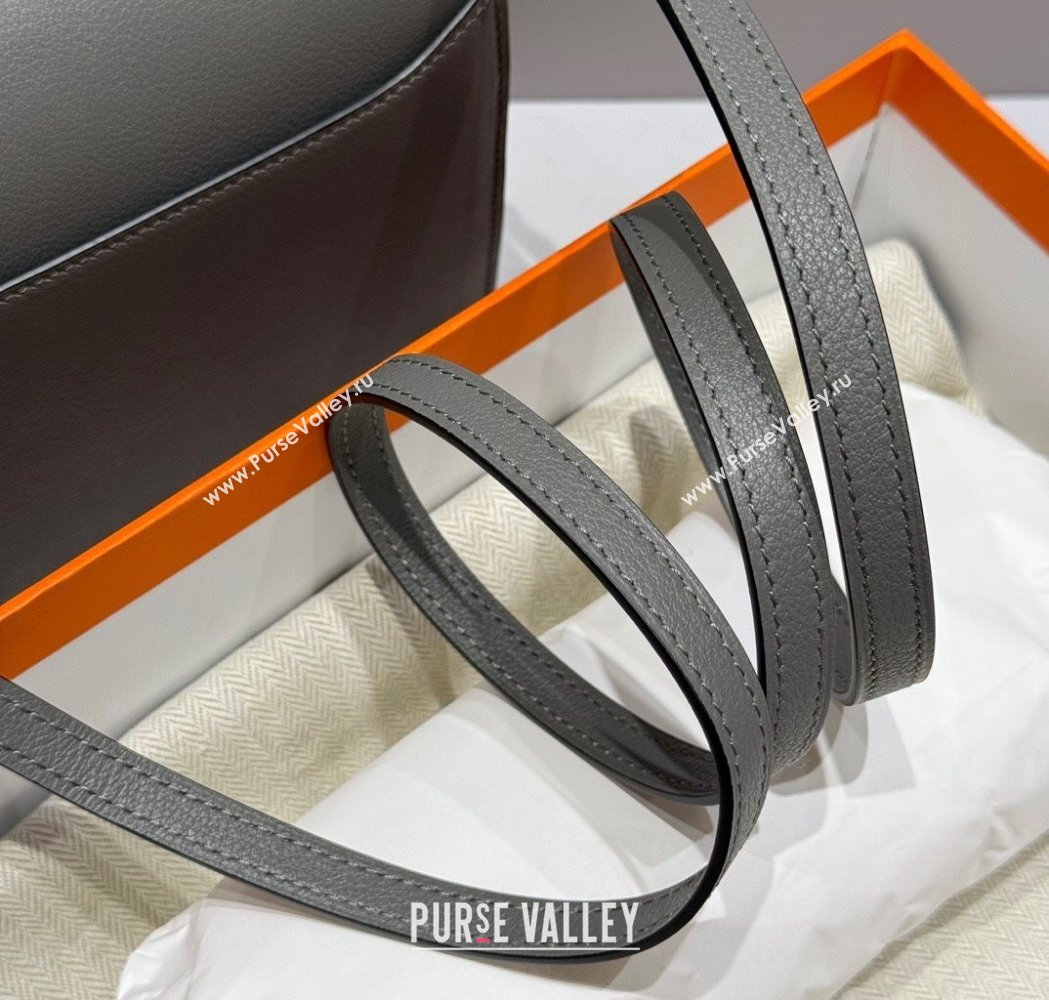 Hermes Roulis Mini Bag 18cm in Evercolor Leather Tin Grey 2025 0118 (FL-250118001)