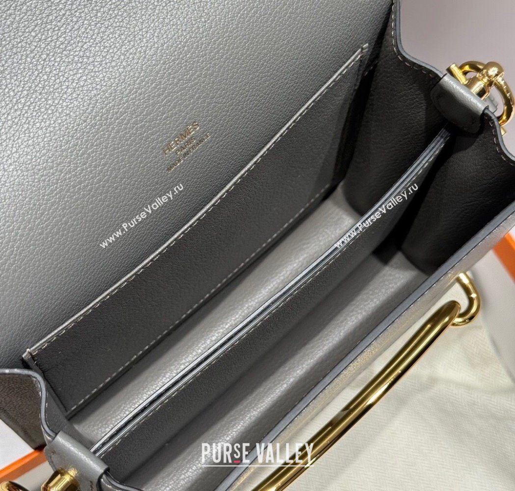 Hermes Roulis Mini Bag 18cm in Evercolor Leather Tin Grey 2025 0118 (FL-250118001)