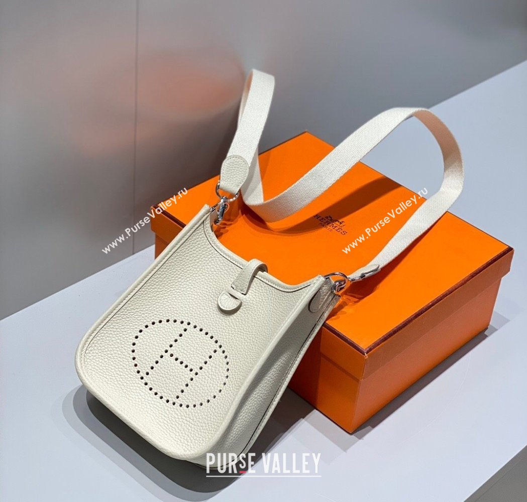 Hermes Evelyne Mini Bag 18cm in Togo Calfskin Cream White 2025 0118 (FL-250118018)