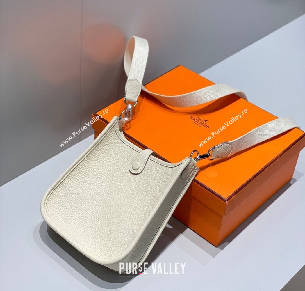 Hermes Evelyne Mini Bag 18cm in Togo Calfskin Cream White 2025 0118 (FL-250118018)