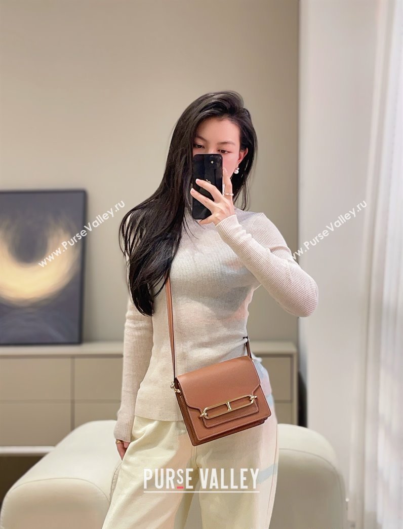Hermes Roulis Mini Bag 18cm in Evercolor Leather Golden Brown 2025 0118 (FL-250118006)