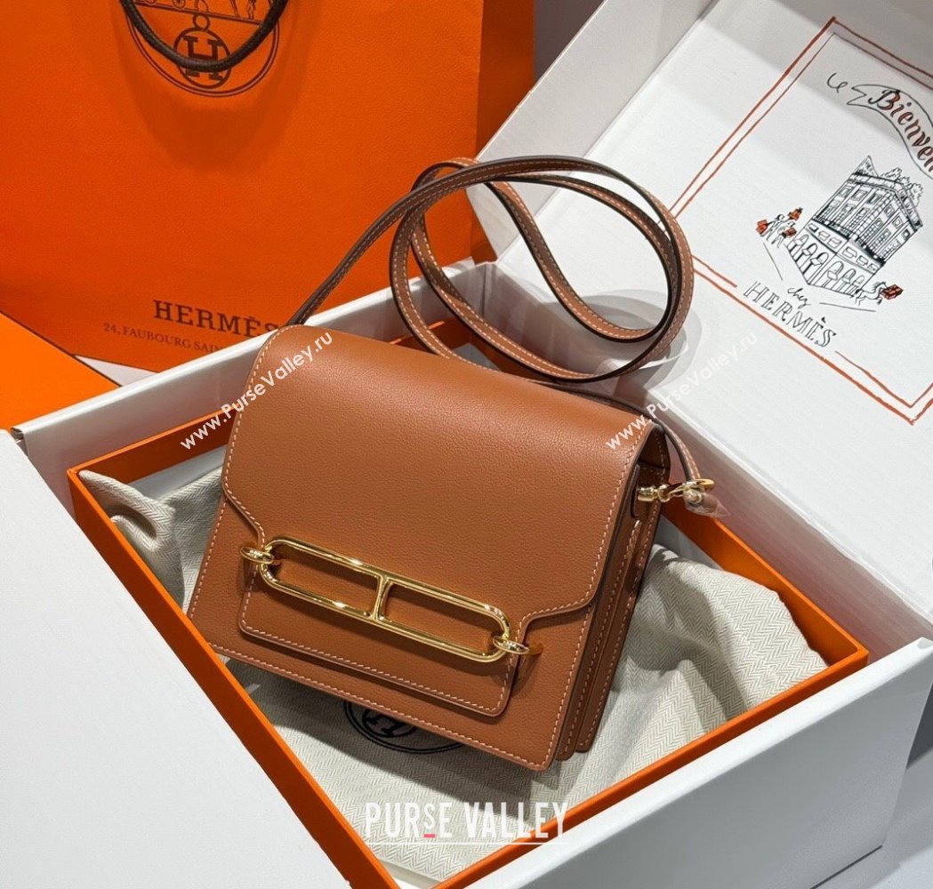 Hermes Roulis Mini Bag 18cm in Evercolor Leather Golden Brown 2025 0118 (FL-250118006)